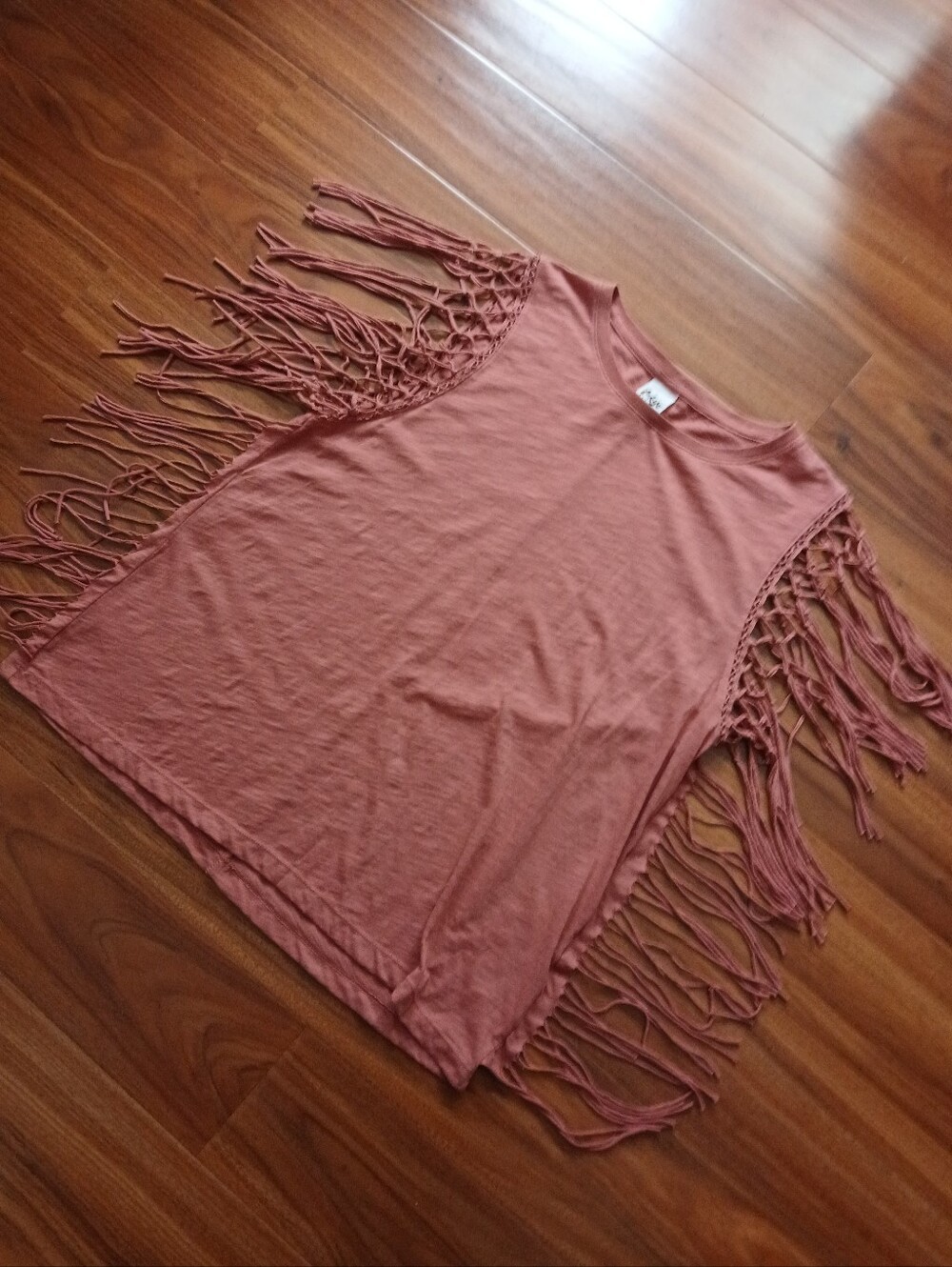 Tokyo Darling Dusty Rose Fringe Tank Top Size: Large - Picture 7 of 7